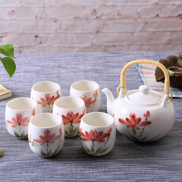 敏杨陶瓷 手彩冰裂纹7头茶具 茶壶*1，茶杯*6 1套